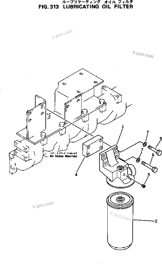 Komatsu parts book diagram for 6D125-1M S/N 10001-UP: LUBRICATING OIL FILTER