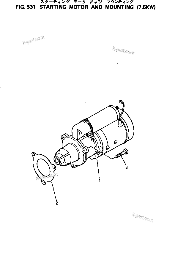Komatsu parts book diagram for 6D125-1M S/N 10001-UP: STARTING MOTOR AND MOUNTING