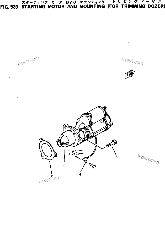 Komatsu parts book diagram for 6D125-1M S/N 10001-UP: STARTING MOTOR AND MOUNTING (FOR TRIMMING DOZER)
