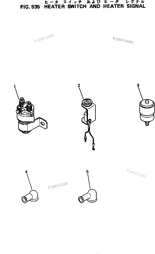 Komatsu parts book diagram for 6D125-1M S/N 10001-UP: HEATER SWITCH AND HEATER SIGNAL