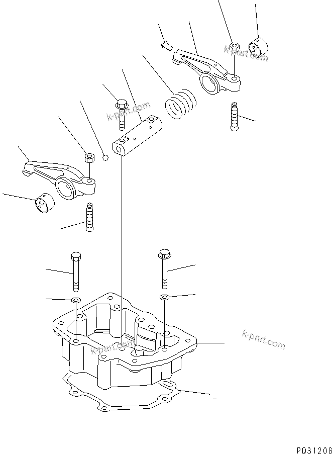 Komatsu parts book diagram for 6D125-1J S/N 10001-UP: ROCKER ARM AND HOUSING