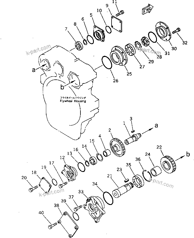 Komatsu parts book diagram for 6D125-1J S/N 10001-UP: POWER TAKE OFF (2/2)