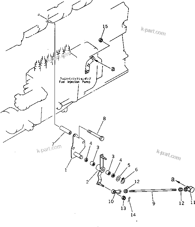 Komatsu parts book diagram for 6D125-1J S/N 10001-UP: FUEL CONTROL LEVER
