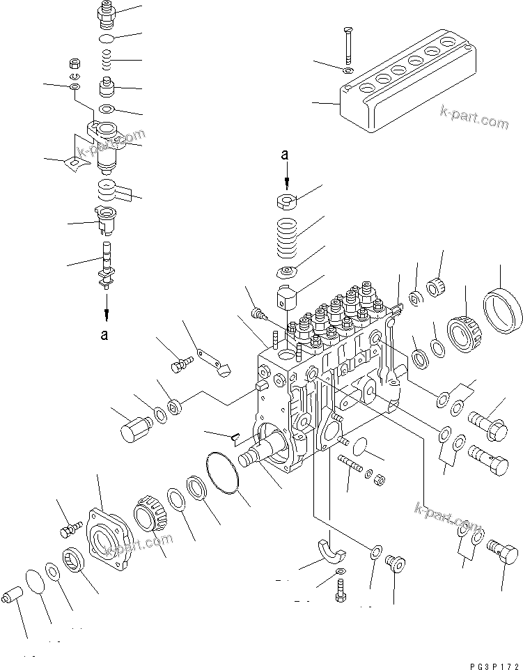Komatsu parts book diagram for 6D125-1J S/N 10001-UP: FUEL INJECTION PUMP (PUMP)(#10001-14921)
