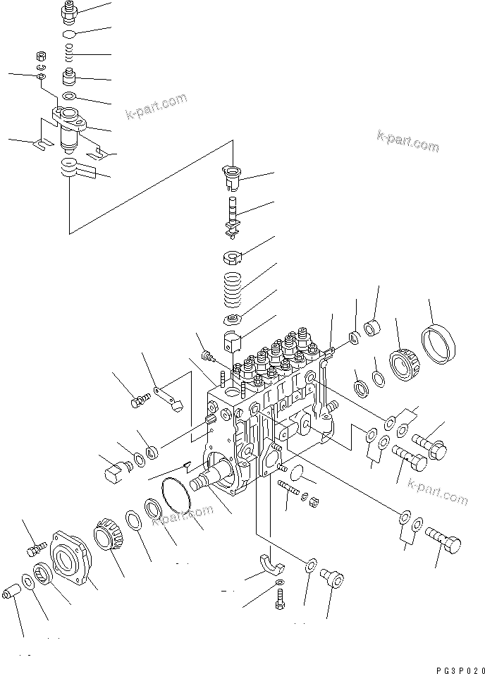 Komatsu parts book diagram for 6D125-1J S/N 10001-UP: FUEL INJECTION PUMP (PUMP)(#14922-)
