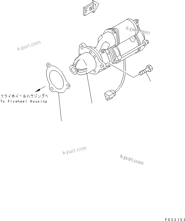 Komatsu parts book diagram for 6D125-1J S/N 10001-UP: STARTING MOTOR AND MOUNTING (7.5KW¤ 11KW)