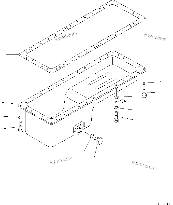 Komatsu parts book diagram for 6D125-1A-EA S/N 10001-UP: OIL PAN