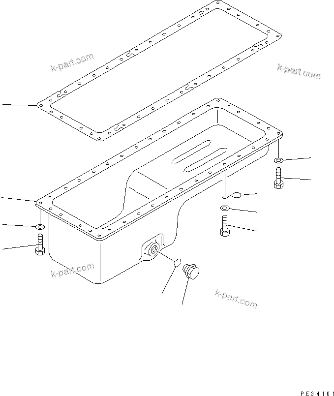Komatsu parts book diagram for 6D125-1A-EA S/N 10001-UP: OIL PAN (FOR TRIMMING DOZER)