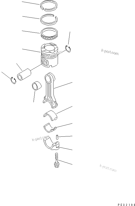 Komatsu parts book diagram for 6D125-1A-EA S/N 10001-UP: PISTON AND CONNECTING ROD