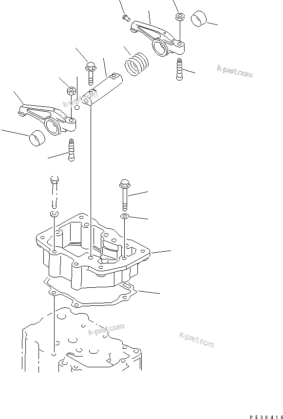 Komatsu parts book diagram for 6D125-1A-EA S/N 10001-UP: ROCKER ARM