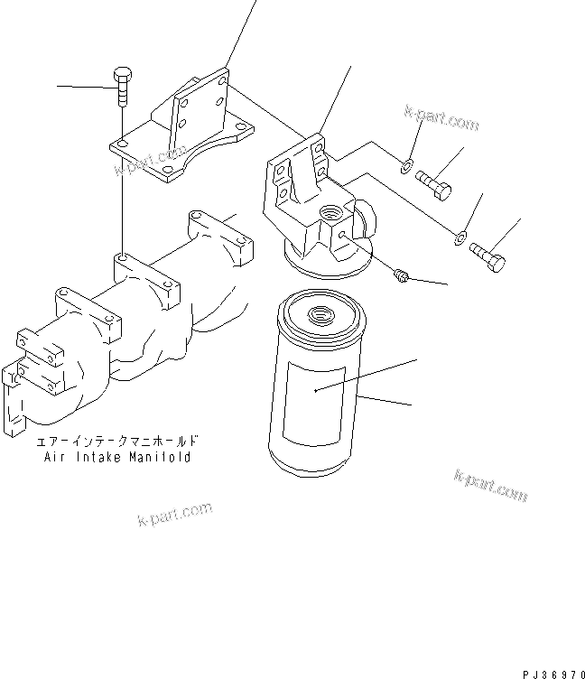 Komatsu parts book diagram for 6D125-1A-EA S/N 10001-UP: LUBRICATING OIL FILTER AND MOUNTING