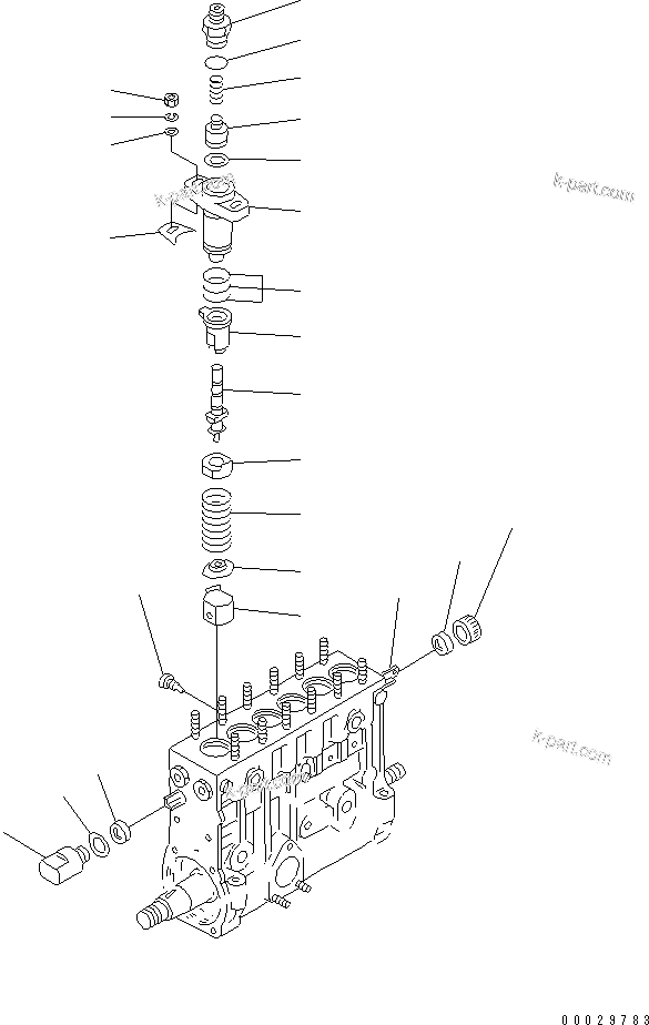 Komatsu parts book diagram for 6D125-1A-EA S/N 10001-UP: FUEL INJECTION PUMP (PUMP) (2/2) (INNER PARTS)(#19771-)
