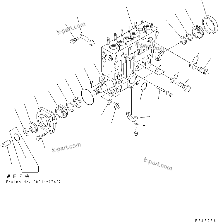 Komatsu parts book diagram for 6D125-1A-EA S/N 10001-UP: FUEL INJECTION PUMP (PUMP) (1/2) (INNER PARTS)