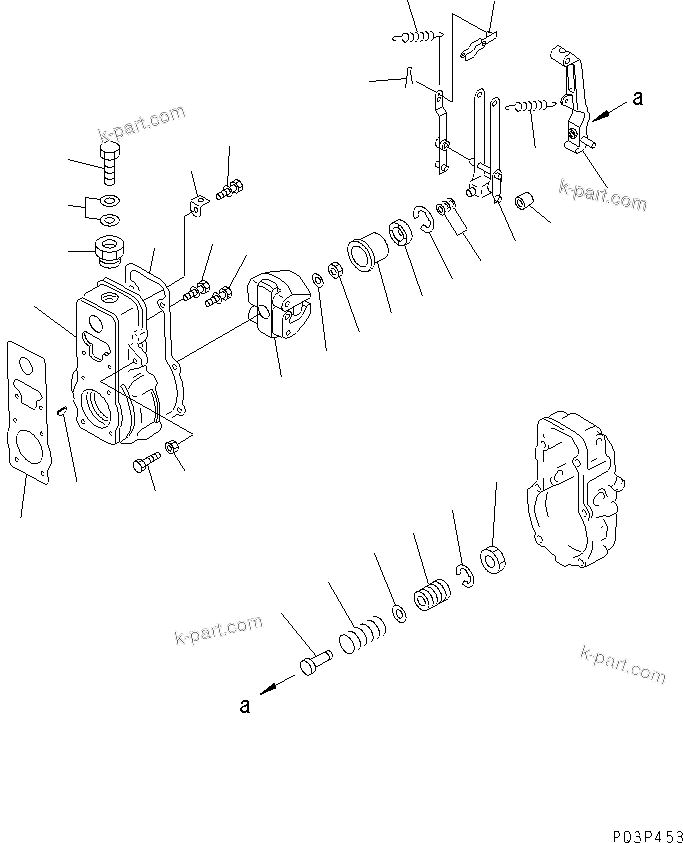 Komatsu parts book diagram for 6D125-1A-EA S/N 10001-UP: FUEL INJECTION PUMP (GOVERNOR) (1/2) (INNER PARTS)(#37408-)
