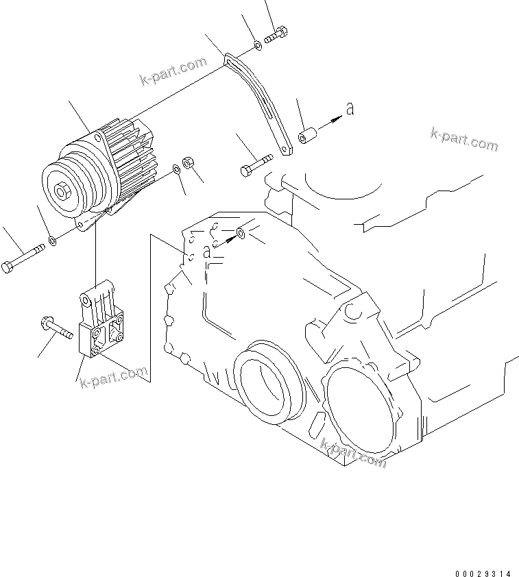 Komatsu parts book diagram for 6D125-1A-EA S/N 10001-UP: ALTERNATOR AND MOUNTING (13A) (SANDY AND DUSTY SPEC.)(#21786-)