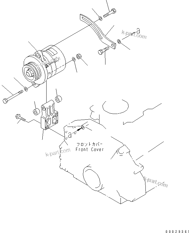 Komatsu parts book diagram for 6D125-1A-EA S/N 10001-UP: ALTERNATOR AND MOUNTING (35A) (SANDY AND DUSTY SPEC.)(#21786-)