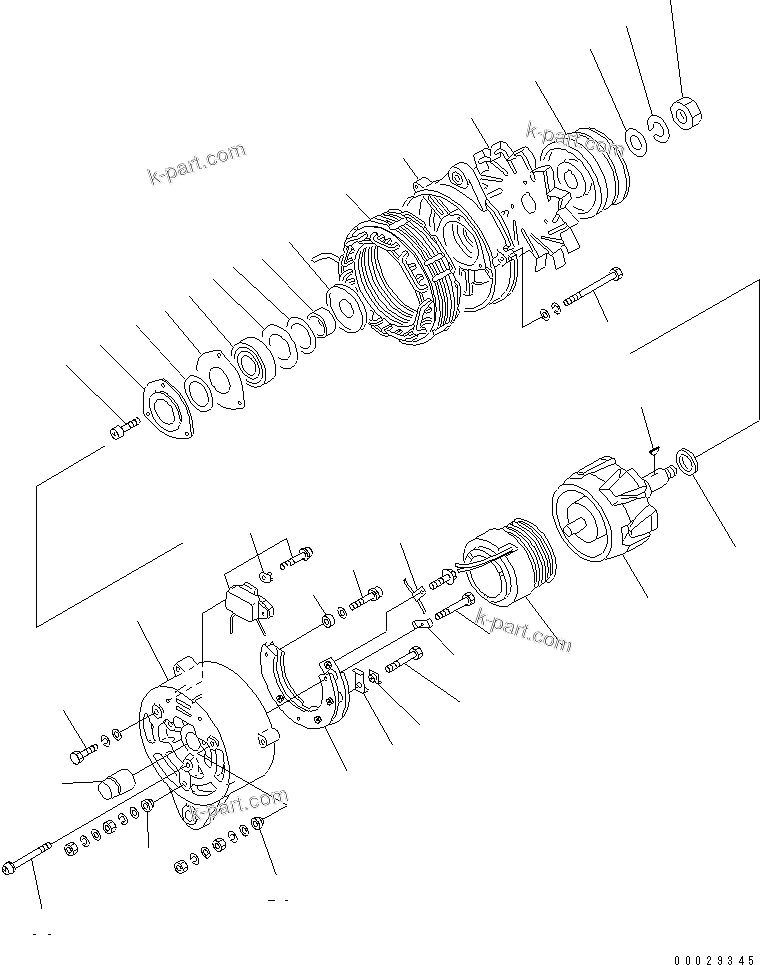 Komatsu parts book diagram for 6D125-1A-EA S/N 10001-UP: ALTERNATOR (35A) (SANDY AND DUSTY SPEC.) (INNER PARTS)(#21786-)