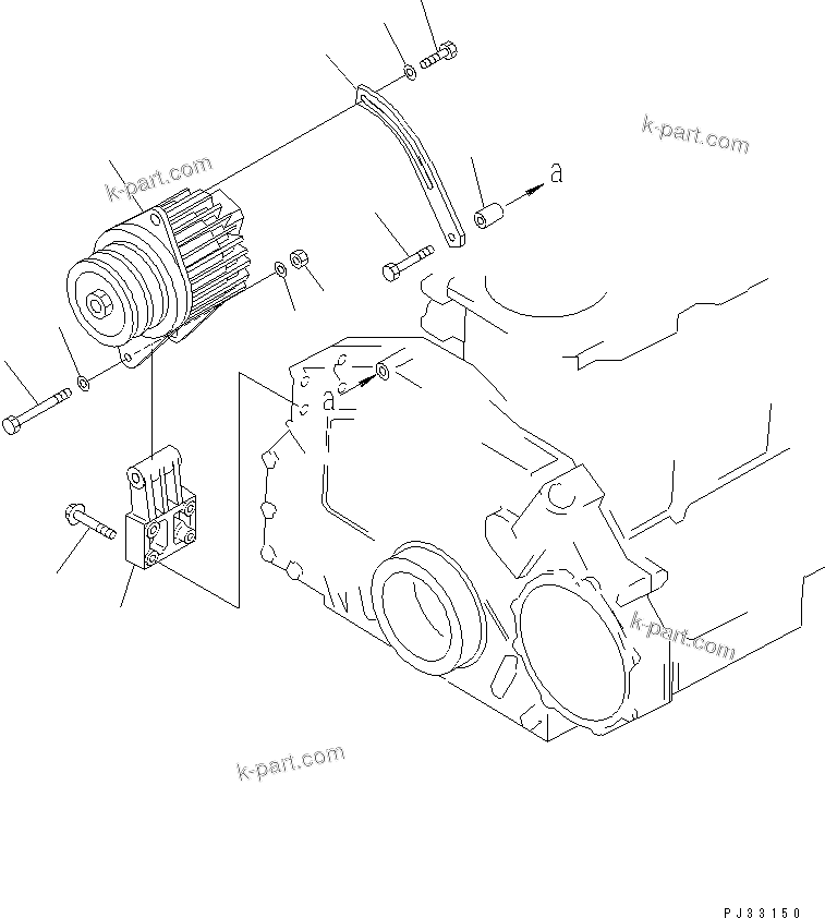 Komatsu parts book diagram for 6D125-1A-EA S/N 10001-UP: ALTERNATOR AND MOUNTING