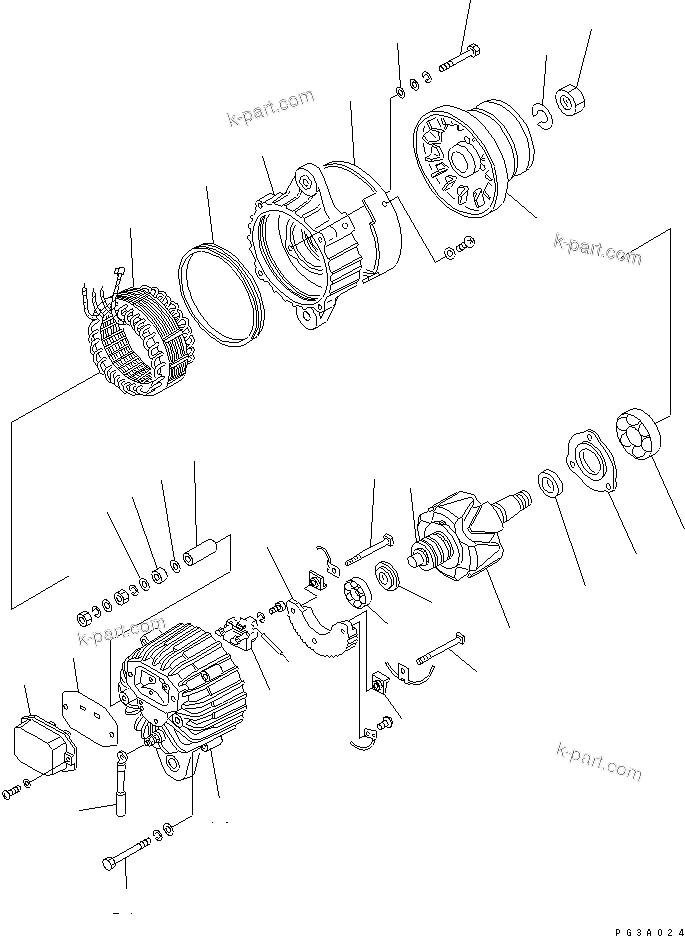 Komatsu parts book diagram for 6D125-1A-EA S/N 10001-UP: ALTERNATOR (13A) (INNER PARTS) (ANTI-CORROSIVE TYPE)