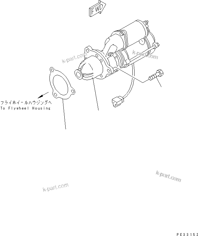 Komatsu parts book diagram for 6D125-1A-EA S/N 10001-UP: STARTING MOTOR MOUNTING (7.5KW)