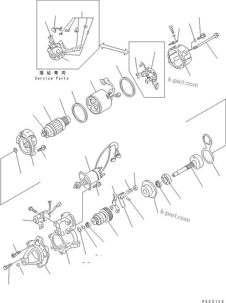 Komatsu parts book diagram for 6D125-1A-EA S/N 10001-UP: STARTING MOTOR (11KW) (INNER PARTS)(#19771-90737)
