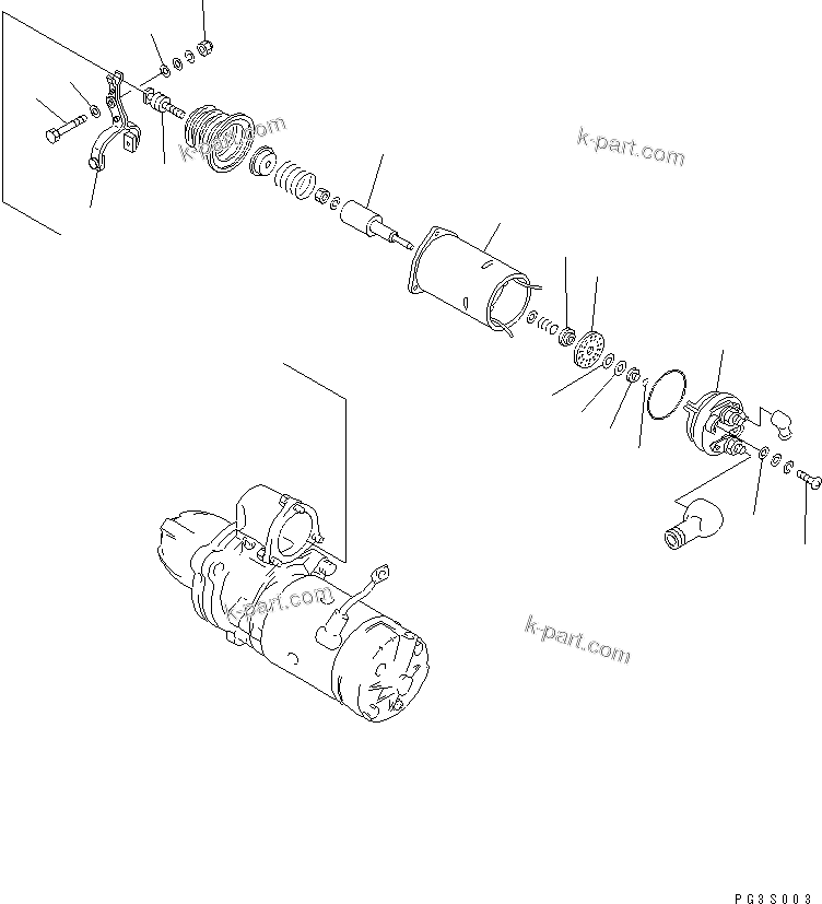 Komatsu parts book diagram for 6D125-1A-EA S/N 10001-UP: STARTING MOTOR (7.5KW) (2/2) (INNER PARTS)