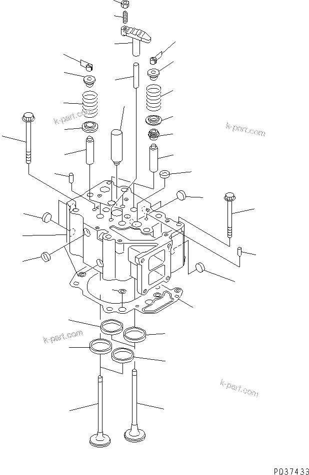 Komatsu parts book diagram for 6D125-1B-EL S/N 10001-UP: CYLINDER HEAD(#10001-26678)