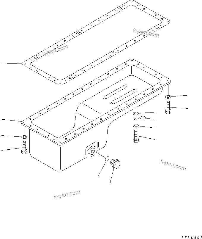 Komatsu parts book diagram for 6D125-1B-EL S/N 10001-UP: OIL PAN