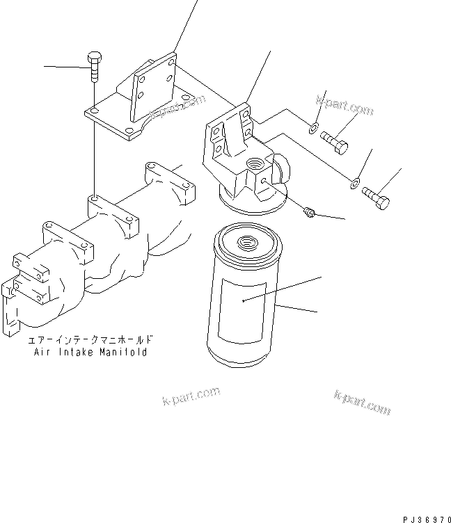 Komatsu parts book diagram for 6D125-1B-EL S/N 10001-UP: LUBRICATING OIL FILTER AND MOUNTING