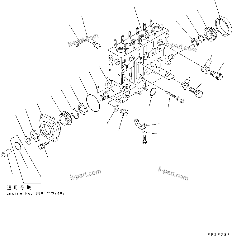 Komatsu parts book diagram for 6D125-1B-EL S/N 10001-UP: FUEL INJECTION PUMP (PUMP) (1/2) (INNER PARTS)