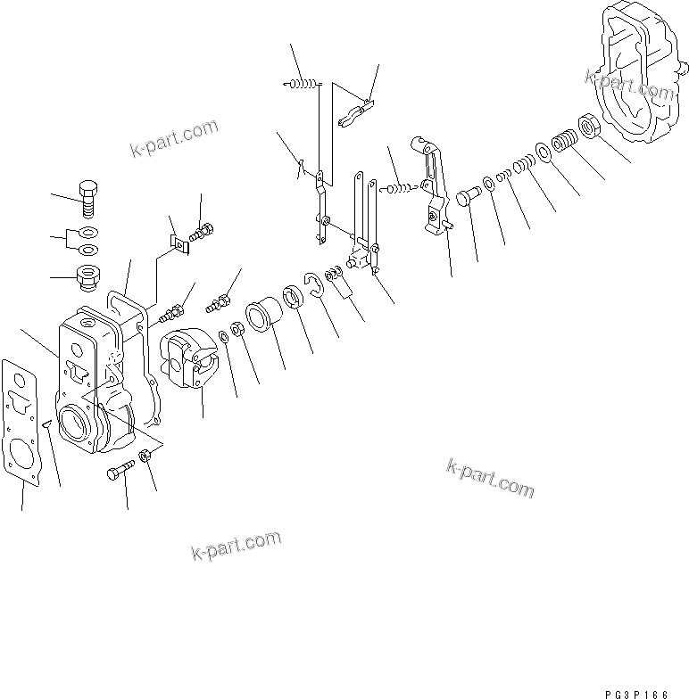 Komatsu parts book diagram for 6D125-1B-EL S/N 10001-UP: FUEL INJECTION PUMP (GOVERNOR) (1/2) (INNER PARTS)(#10001-37407)