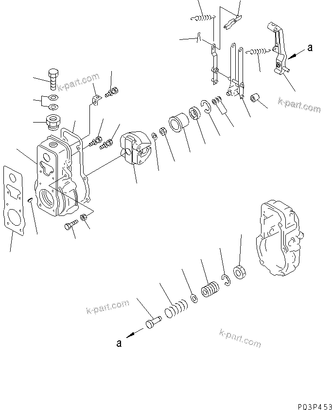 Komatsu parts book diagram for 6D125-1B-EL S/N 10001-UP: FUEL INJECTION PUMP (GOVERNOR) (1/2) (INNER PARTS)(#37408-)