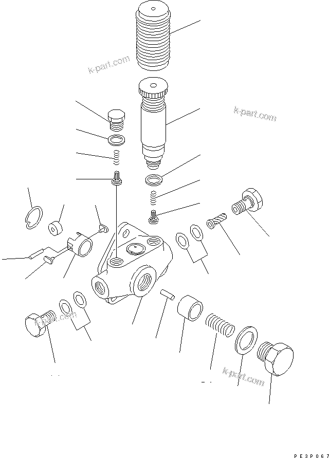 Komatsu parts book diagram for 6D125-1B-EL S/N 10001-UP: FUEL INJECTION PUMP (FEED PUMP) (INNER PARTS)