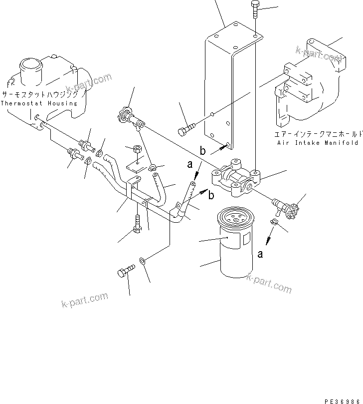 Komatsu parts book diagram for 6D125-1B-EL S/N 10001-UP: CORROSION RESISTOR AND PIPING