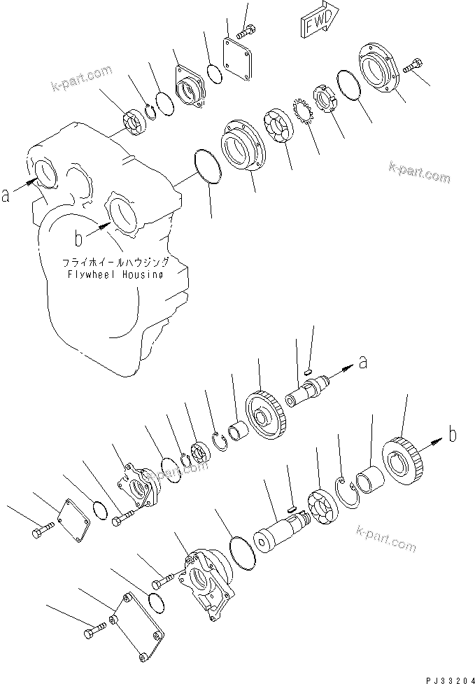 Komatsu parts book diagram for 6D125-1J-EA S/N 10001-UP: POWER TAKE OFF (2/2)