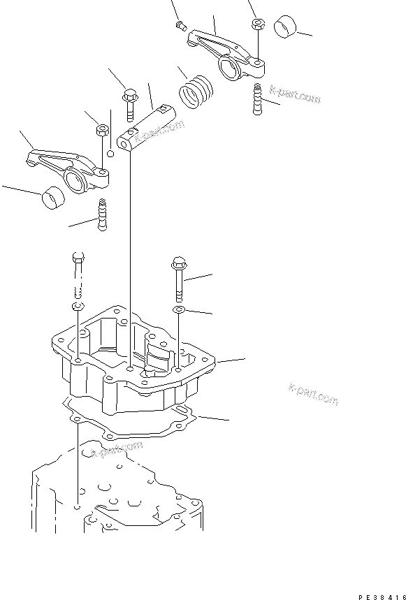 Komatsu parts book diagram for 6D125-1J-EA S/N 10001-UP: ROCKER ARM