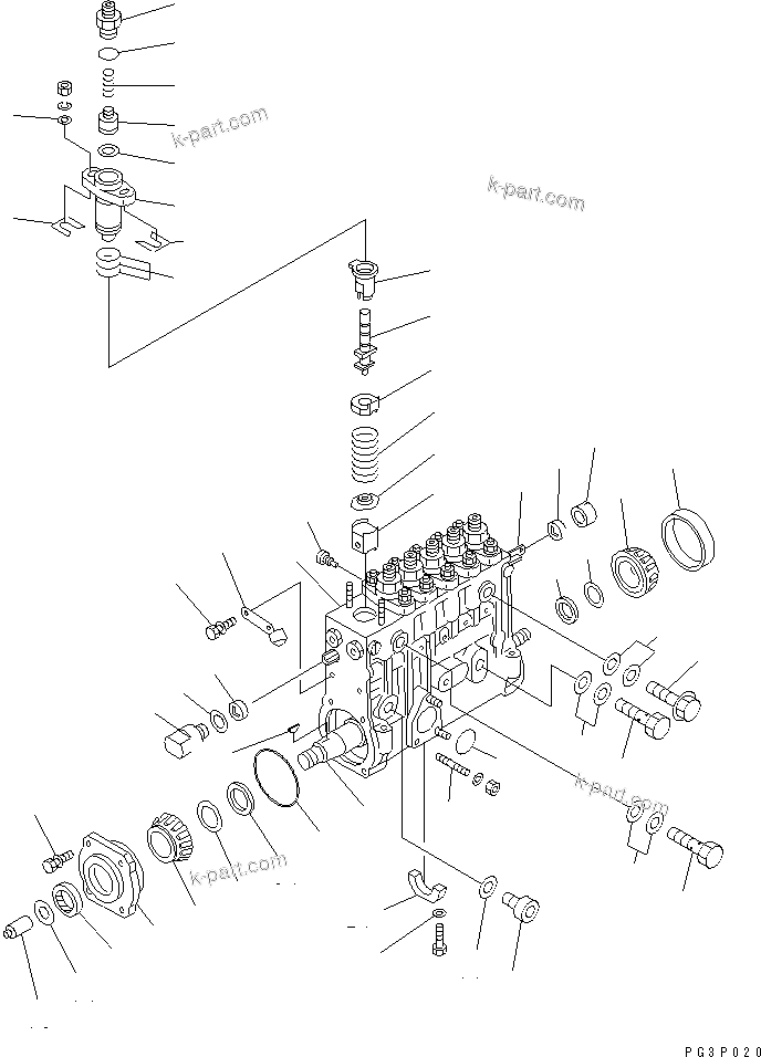 Komatsu parts book diagram for 6D125-1J-EA S/N 10001-UP: FUEL INJECTION PUMP (PUMP) (INNER PARTS)(#14922-)