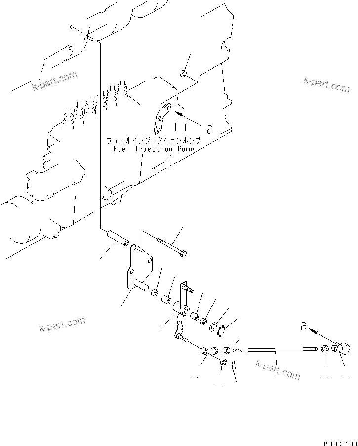 Komatsu parts book diagram for 6D125-1J-EA S/N 10001-UP: FUEL CONTROL LINKAGE