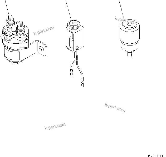 Komatsu parts book diagram for 6D125-1J-EA S/N 10001-UP: HEATER SWITCH AND HEATER SIGNAL