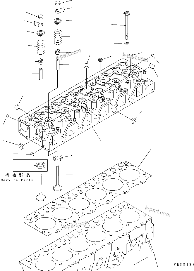 Komatsu parts book diagram for 6D95L-1AC-S S/N 96999-UP: CYLINDER HEAD