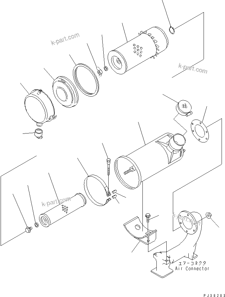 Komatsu parts book diagram for 6D95L-1AC-S S/N 96999-UP: AIR CLEANER