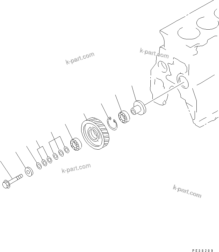 Komatsu parts book diagram for 6D95L-1AC-S S/N 96999-UP: IDLER GEAR