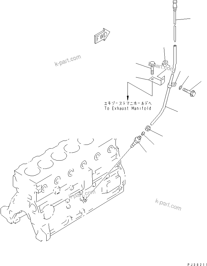 Komatsu parts book diagram for 6D95L-1AC-S S/N 96999-UP: OIL LEVEL GAUGE