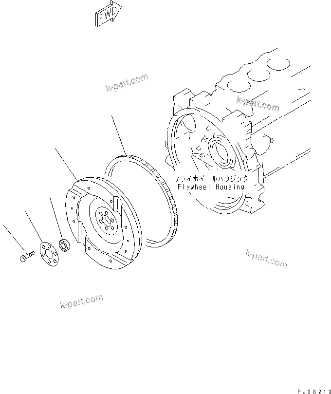 Komatsu parts book diagram for 6D95L-1AC-S S/N 96999-UP: FLYWHEEL