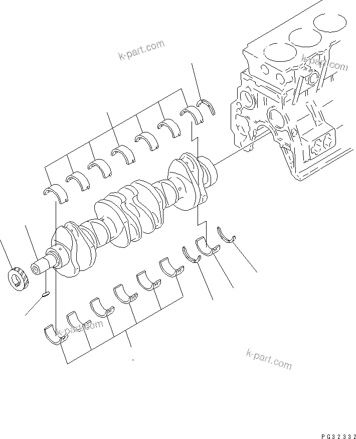 Komatsu parts book diagram for 6D95L-1AC-S S/N 96999-UP: CRANKSHAFT