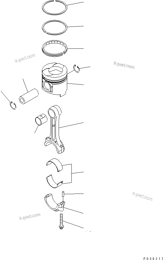 Komatsu parts book diagram for 6D95L-1AC-S S/N 96999-UP: PISTON