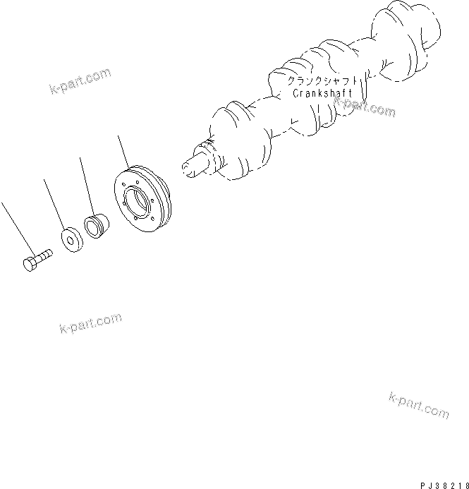 Komatsu parts book diagram for 6D95L-1AC-S S/N 96999-UP: CRANK PULLEY (NON HARDENING PULLEY) (FOR 15A¤ 25A ALTERNATOR)