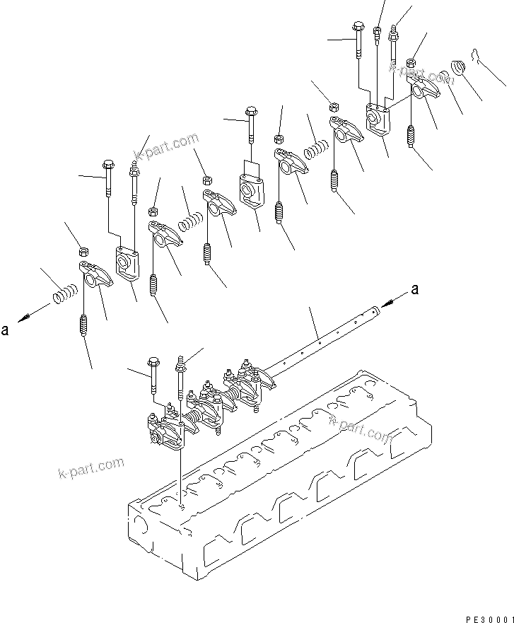 Komatsu parts book diagram for 6D95L-1AC-S S/N 96999-UP: ROCKER ARM