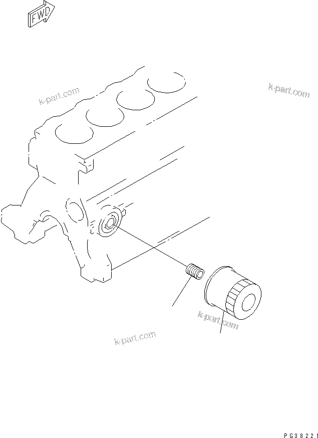 Komatsu parts book diagram for 6D95L-1AC-S S/N 96999-UP: OIL FILTER