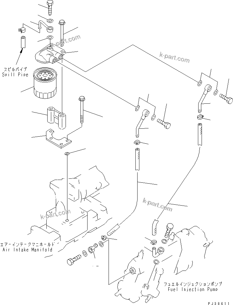 Komatsu parts book diagram for 6D95L-1AC-S S/N 96999-UP: FUEL FILTER (FOR 13A¤ 25A ALTERNATOR)
